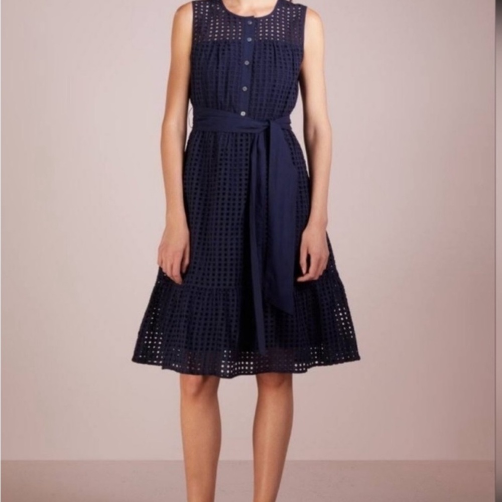 J. Crew Eyelet Navy Midi Dress